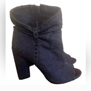 Gianni Bini Heels Womens Size 6.5 Navy Sparkly Stones Peep Toe Ankle Booties